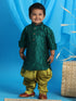 Vastramay SISHU Boy's Green Kurta And Green Cowl Dhoti Set
