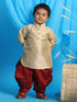 Vastramay SISHU Boy's Gold Kurta And Maroon Cowl Dhoti Set