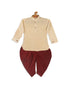 Vastramay SISHU Boy's Gold Kurta And Maroon Cowl Dhoti Set