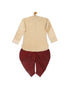 Vastramay SISHU Boy's Gold Kurta And Maroon Cowl Dhoti Set