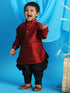 Vastramay SISHU Boy's Maroon Kurta And Black Cowl Dhoti Set