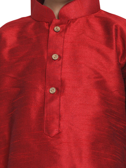 Vastramay SISHU Boy's Maroon Kurta And Black Cowl Dhoti Set