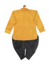 Vastramay SISHU Boy's Mustard Kurta And Black Cowl Dhoti Set