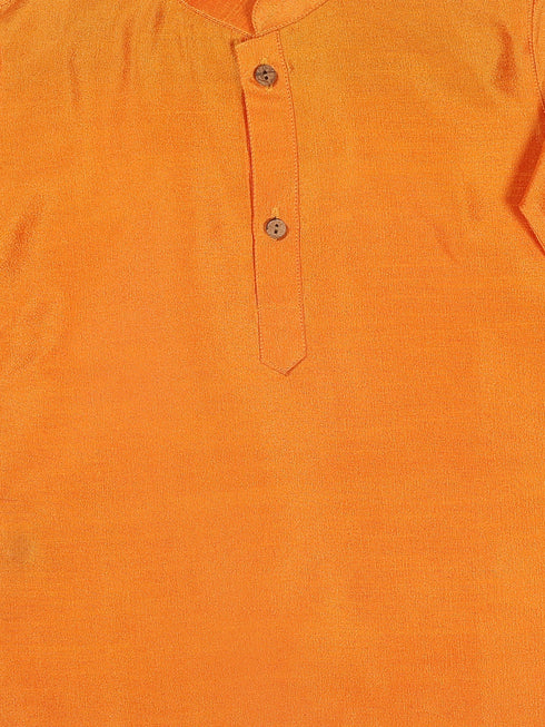 Vastramay SISHU Boy's Orange Kurta And Maroon Dhoti Set