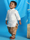 Vastramay SISHU Boy's White & Rose Gold Kurta With Dhoti Pant Set