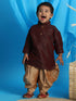 Vastramay SISHU Boy's Wine Color & Rose Gold Kurta with Dhoti Pant Set
