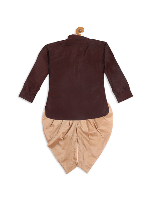 Vastramay SISHU Boy's Wine Color & Rose Gold Kurta with Dhoti Pant Set