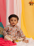 Vastramay SISHU Boy's Multicolor-Base-Beige And Cream Kurta Patiala Set