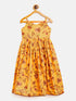 Vastramay SISHU Girl's Yellow Floral Print Anarkali Kurta With Dupatta