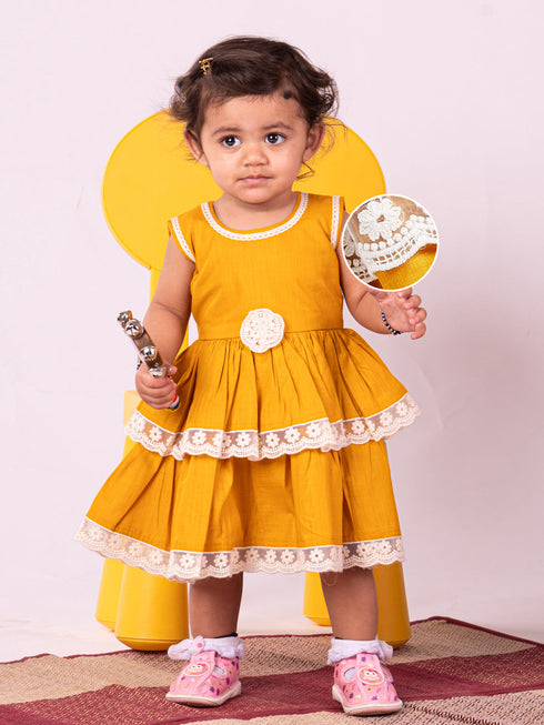 Vastramay Girl's Mustard Dress