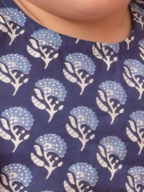 Vastramay SISHU Girl's Blue Cotton Printed Dress