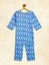 Vastramay SISHU Girls' Aqua Blue Ikkat Print Kurta Pant set
