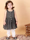Vastramay SISHU Girl's Black Striped Handloom Kurta With Cream Pyjama Set