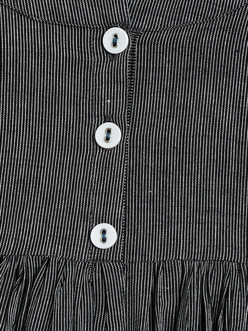 Vastramay SISHU Girl's Black Striped Handloom Kurta With Cream Pyjama Set