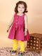 Vastramay SISHU Girl's Purple Striped Handloom Kurta With Yellow Pyjama Set