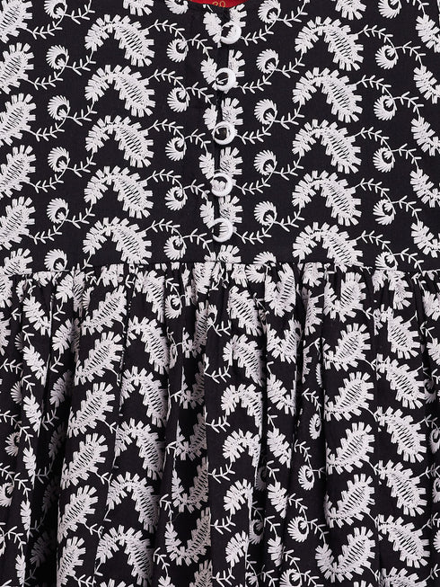 Vastramay SISHU Girl's Black Chikankari Kurta Leggings Set