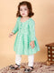 Vastramay SISHU Girl's Green And White Chikankari Kurta Leggings Set