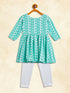 Vastramay SISHU Girl's Green And White Chikankari Kurta Leggings Set