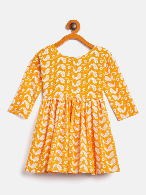 Vastramay SISHU Girl's Orange Chikankari Kurta Leggings Set