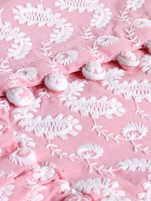 Vastramay SISHU Girl's Pink Chikankari Cotton Kurta