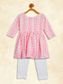 Vastramay SISHU Girl's Pink And White Chikankari Kurta Leggings Set