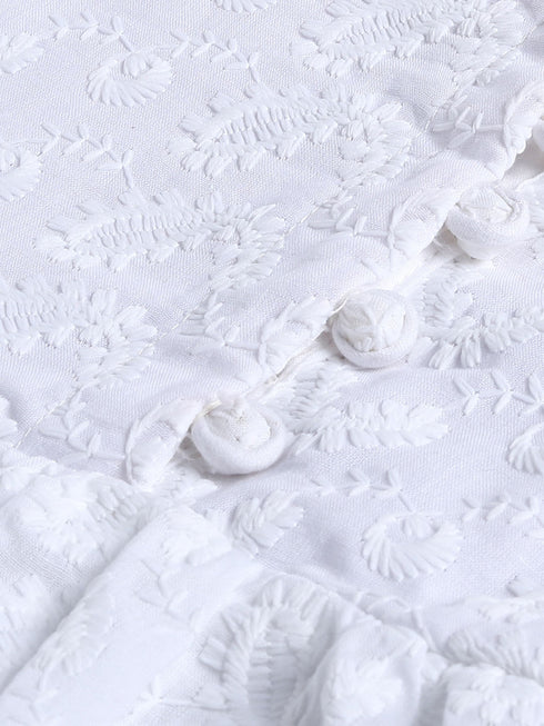 Vastramay SISHU Girl's White Chikankari Cotton Kurta