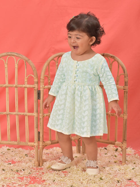 Vastramay SISHU Girl's Yellow Chikankari Cotton Kurta