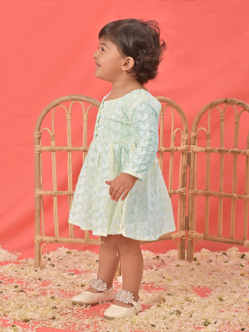 Vastramay SISHU Girl's Yellow Chikankari Cotton Kurta