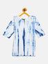 Vastramay SISHU Girls Blue & White Pure Cotton Tie-Dye Kurta Leggings & Dupatta Set