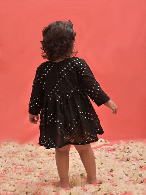 Vastramay SISHU Girl's Black Mirror Kurta