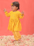 Vastramay SISHU Girl's Yellow Mirror Kurta Pyjama Set