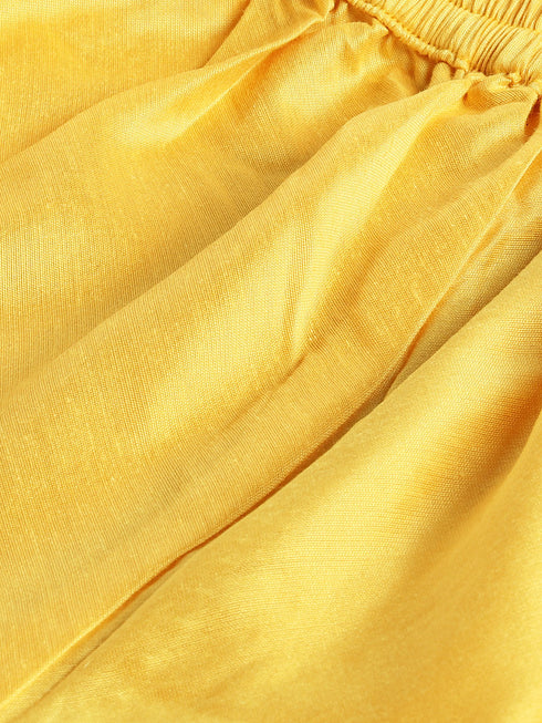 Vastramay SISHU Girl's Yellow Mirror Kurta Pyjama Set