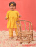 Vastramay SISHU Girl's Yellow Mirror Kurta Pyjama Set