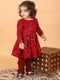 Vastramay SISHU Girl's Maroon Mirror Kurta Pyjama Set