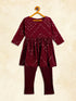 Vastramay SISHU Girl's Maroon Mirror Kurta Pyjama Set