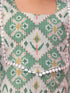 Vastramay SISHU Girls Green Ikaat print A-Line Kurta Pyjama Set