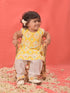 Vastramay SISHU Girls Yellow Ikaat print A-Line Kurta Pyjama Set