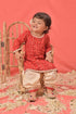 VASTRAMAY SISHU Girls Red Bandhni Print Kurta And Patiala Set