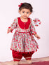 Vastramay Girl's Aqua Base Red Kurta And Pant Set