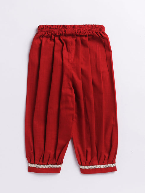 Vastramay Girl's Aqua Base Red Kurta And Pant Set