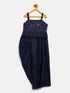 Vastramay SISHU Girl's Navy Blue Draped Skirt With Crop Top