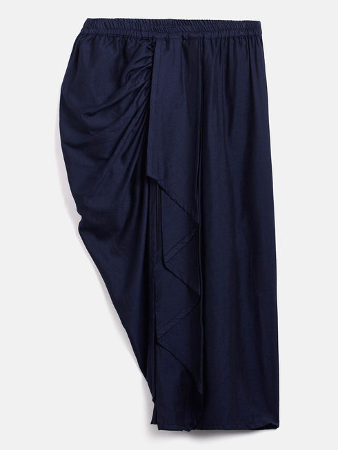 Vastramay SISHU Girl's Navy Blue Draped Skirt With Crop Top