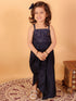 Vastramay SISHU Girl's Navy Blue Draped Skirt With Crop Top