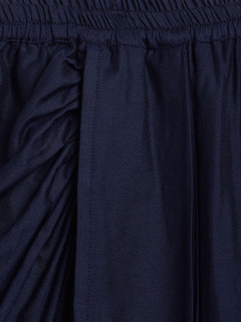 Vastramay SISHU Girl's Navy Blue Draped Skirt With Crop Top