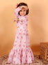 Vastramay SISHU Girl's Printed Linen Crop Top And Ruffle Skirt Set
