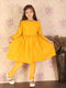 Vastramay Girl's Yellow Mirror Kurta Pyjama Set