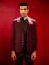 Vastramay Men's Maroon Silk Blend Blazer