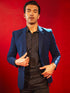 Vastramay Men's Navy Blue Silk Blend Blazer