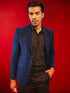 Vastramay Men's Navy Blue Silk Blend Blazer
