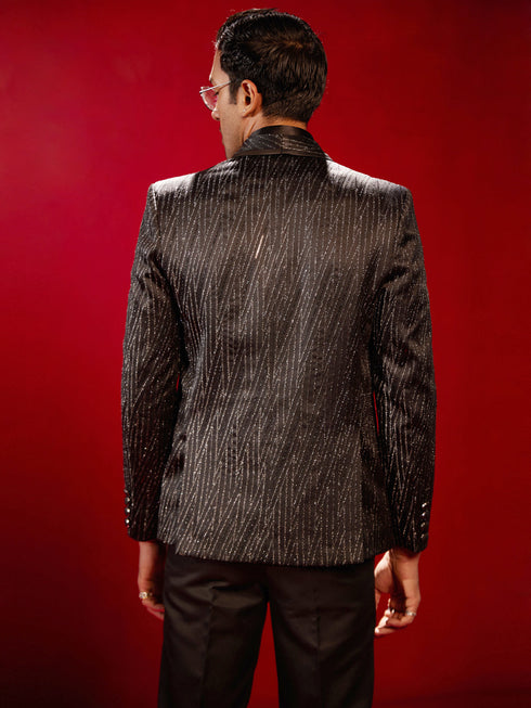 Vastramay Men's Black Silk Blend Blazer